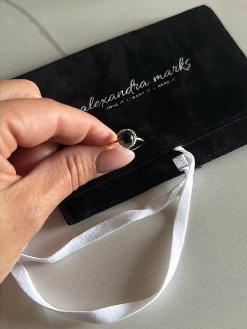 Alexandra Marks Free Form Onyx Ring sz 7